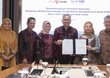 Selangkah Lagi Bank Jambi menjadi anggota KUB bank bjb Dengan Tandatangani PKS Penyertaan Modal