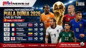 Jadwal Siaran Langsung Piala Dunia 2026 di TVRI Rabu 1 Juli 2026, Catat Jam Tayangnya