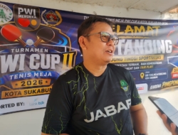 Datang dari Bandung, Mantan PJ Wali Kota Sukabumi Turun Bertanding di PWI Cup II Tenis Meja Kota Sukabumi