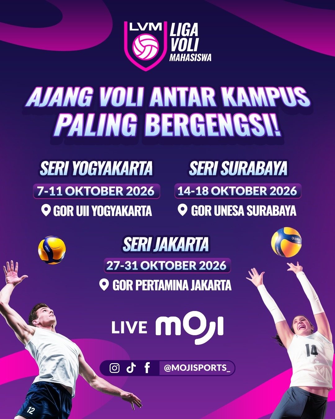 MOJI dan VIDIO Siarkan Liga Voli Mahasiswa 2026, Ajang Lahirkan Talenta Voli Kampus