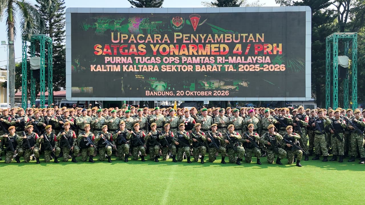 Pangdam Siliwangi Sambut Prajurit Purna Tugas, Satgas Yonarmed 4 Gagalkan Puluhan Kasus di Perbatasan