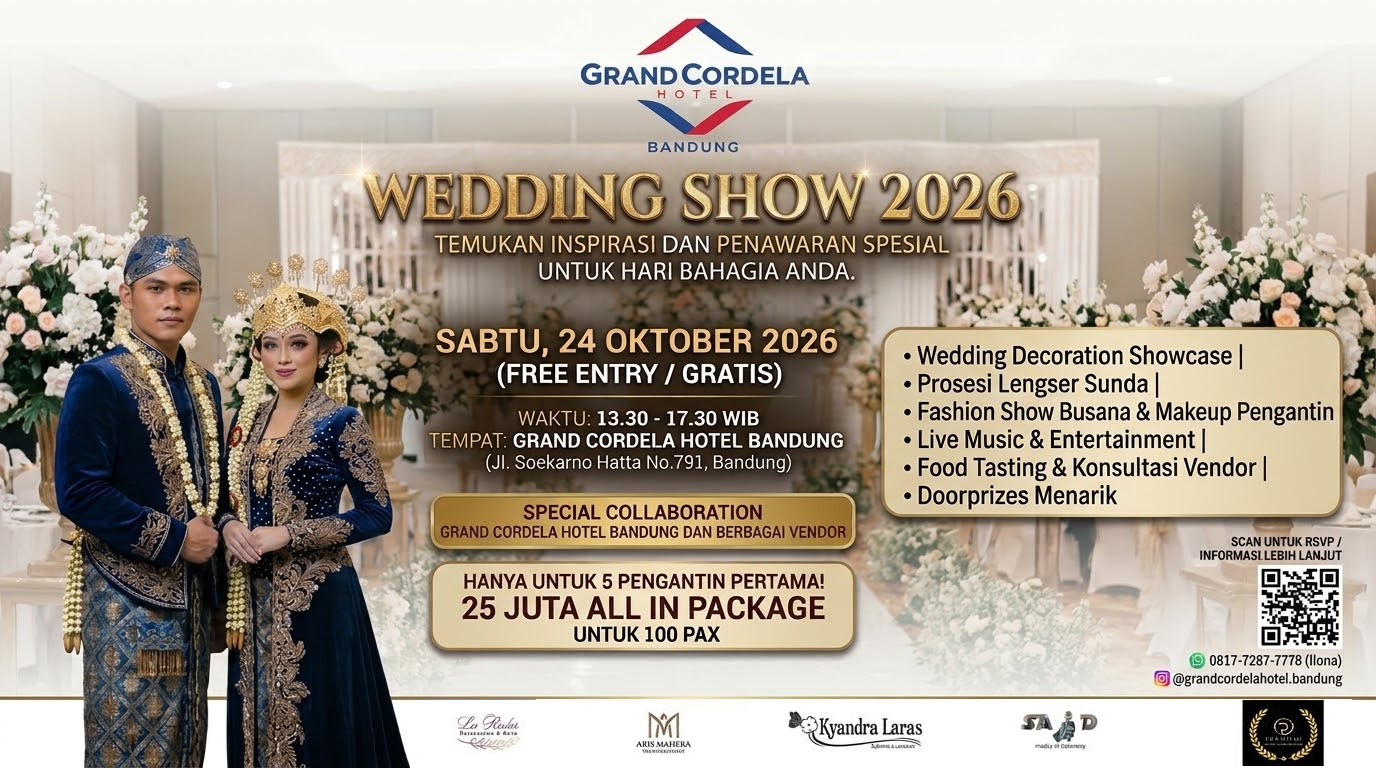 Cuma untuk 5 Pasangan! Grand Cordela Bandung Tawarkan Paket Pernikahan Rp25 Juta